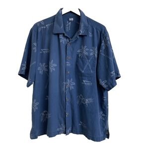 In-N-Out Burger Hawaiian Shirts Mens XL Blue Silk Cotton Pocket Beach Vaca *READ